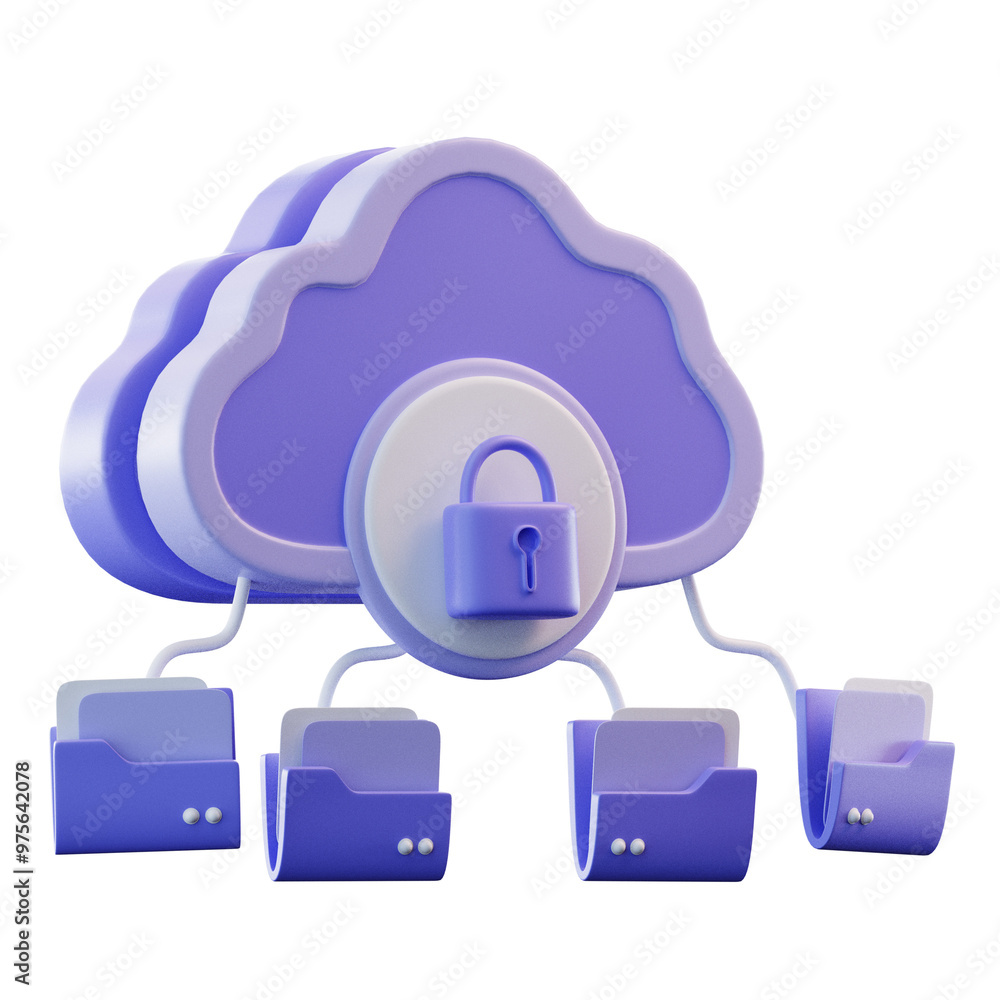 3D Illustration Cloud Transfer Security 3D Illustration Cloud Transfer Security