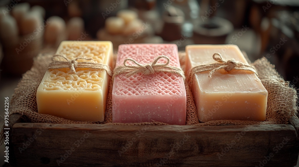Rustic Handmade Soap Bars with Natural Texture Generative AI Rustic Handmade Soap Bars with Natural Texture Generative AI