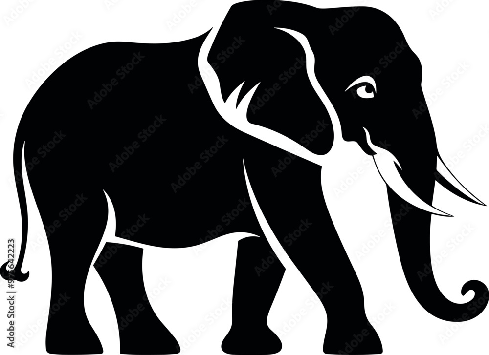 Obraz premium Elephant Silhouette, Elephant Vector Illustration Art. 