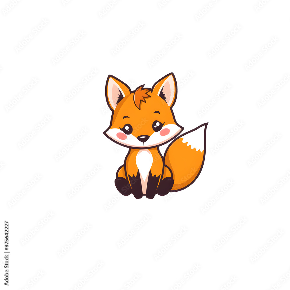 Cute baby fox logo isolated on white background. Generative AI Cute baby fox logo isolated on white background. Generative AI