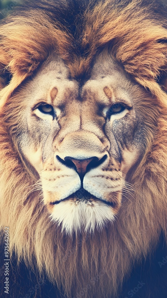 Naklejka premium Close-up portrait of a majestic lion.