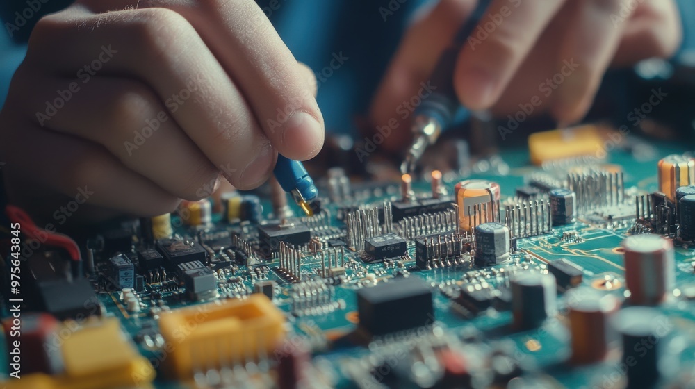 Students Working on Electrical Circuit Board Students Working on Electrical Circuit Board