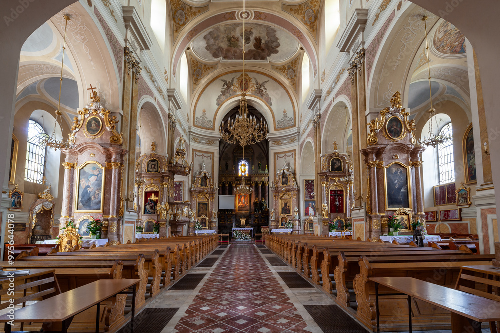 Fototapeta premium Interior of the Collegiate Basilica of the Assumption of the Blessed Virgin Mary. Kalisz, Poland.