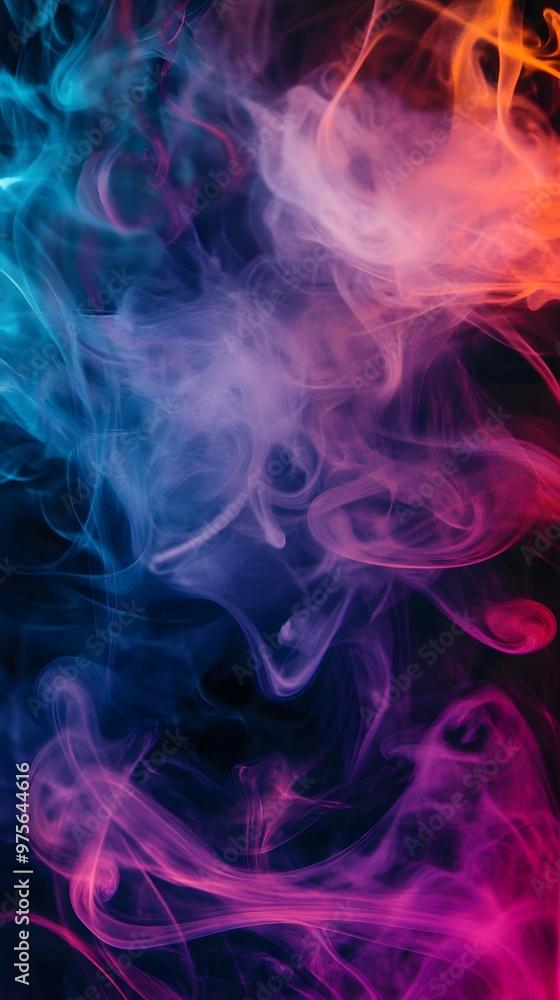 Abstract smoke in vibrant blue, pink, and red hues against a dark background. Abstract smoke in vibrant blue, pink, and red hues against a dark background.