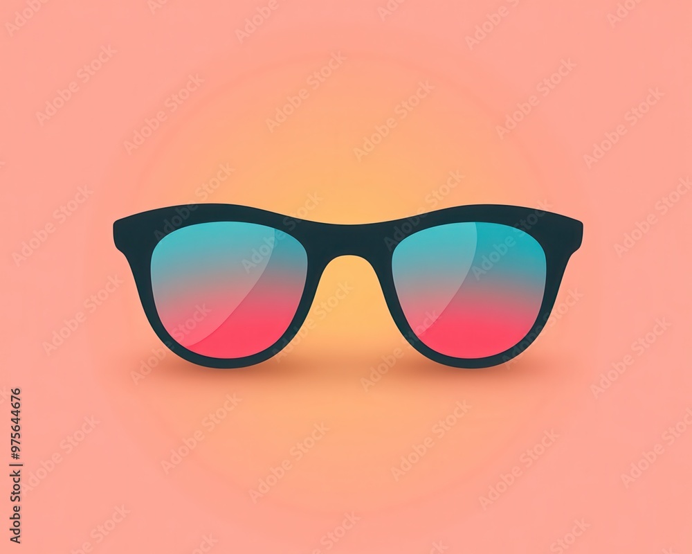 Retro sunglasses, colorful reflections, flat design illustration Retro sunglasses, colorful reflections, flat design illustration