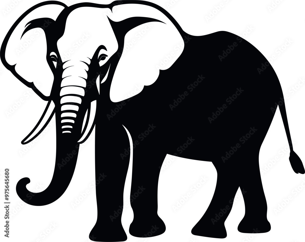 Fototapeta premium Elephant Silhouette, Elephant Vector Illustration Art.