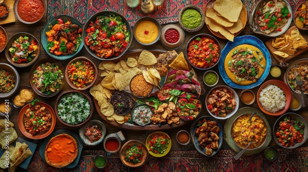 A Colorful Spread of Food on a Table A Colorful Spread of Food on a Table