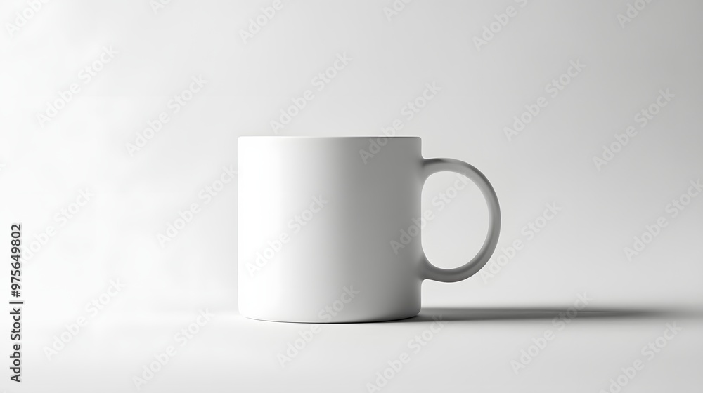 Obraz premium 46. A minimalist white ceramic mug with a simple handle