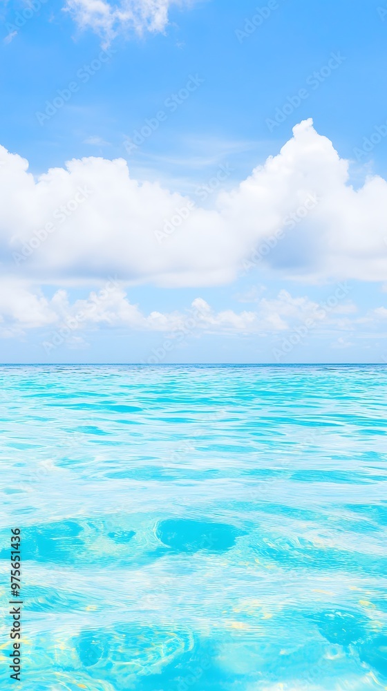 Tranquil blue ocean and fluffy white clouds on a sunny day. Tranquil blue ocean and fluffy white clouds on a sunny day.
