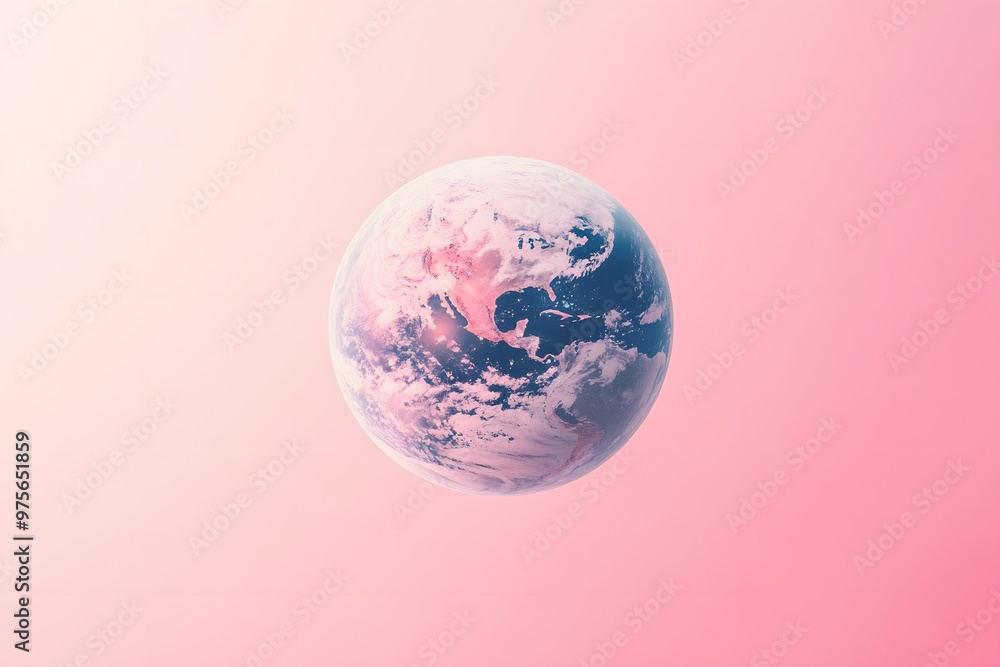 A stylized depiction of Earth against a soft pink background, evoking a sense of beauty and tranquility. A stylized depiction of Earth against a soft pink background, evoking a sense of beauty and tranquility.