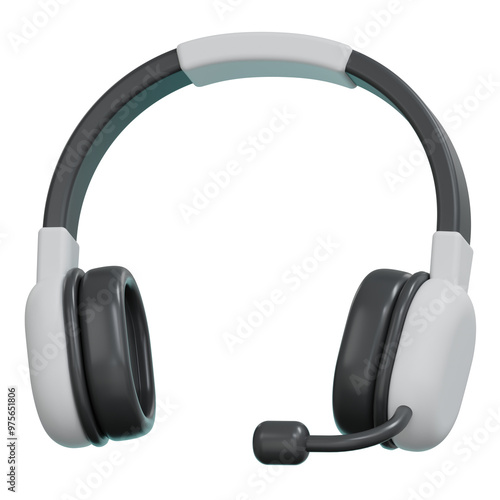 white gaming headset device 3d render illustration