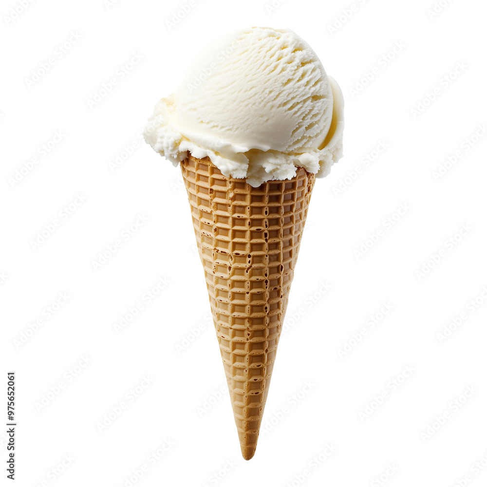 Sweet Delicious Vanilla Ice Cream Cone Isolated on Transparent Background Sweet Delicious Vanilla Ice Cream Cone Isolated on Transparent Background