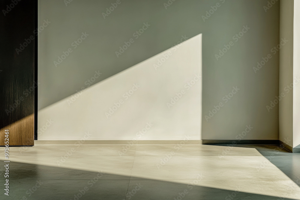 Empty minimalist living room corner with a high contrast of daylight and shadows. Luxury property interior design Empty minimalist living room corner with a high contrast of daylight and shadows. Luxury property interior design
