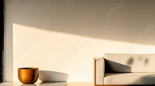 Wallpaper Mural Empty minimalist living room corner with a high contrast of daylight and shadows. Luxury property interior design Torontodigital.ca