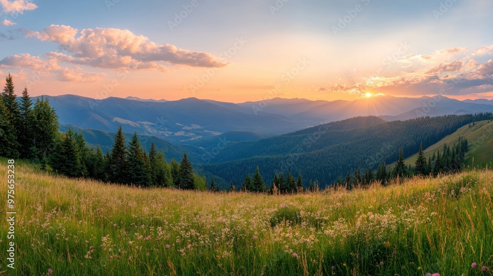 Sunset over the Carpathian Mountains Sunset over the Carpathian Mountains