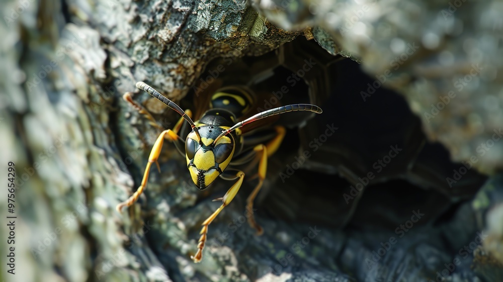 wasp building a nest