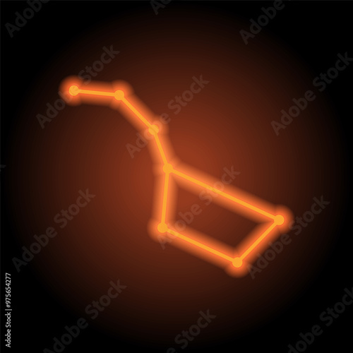 Big Dipper simple icon. Flat design. Orange neon on black background