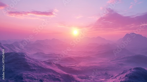 Pink Sunset Over Mountains