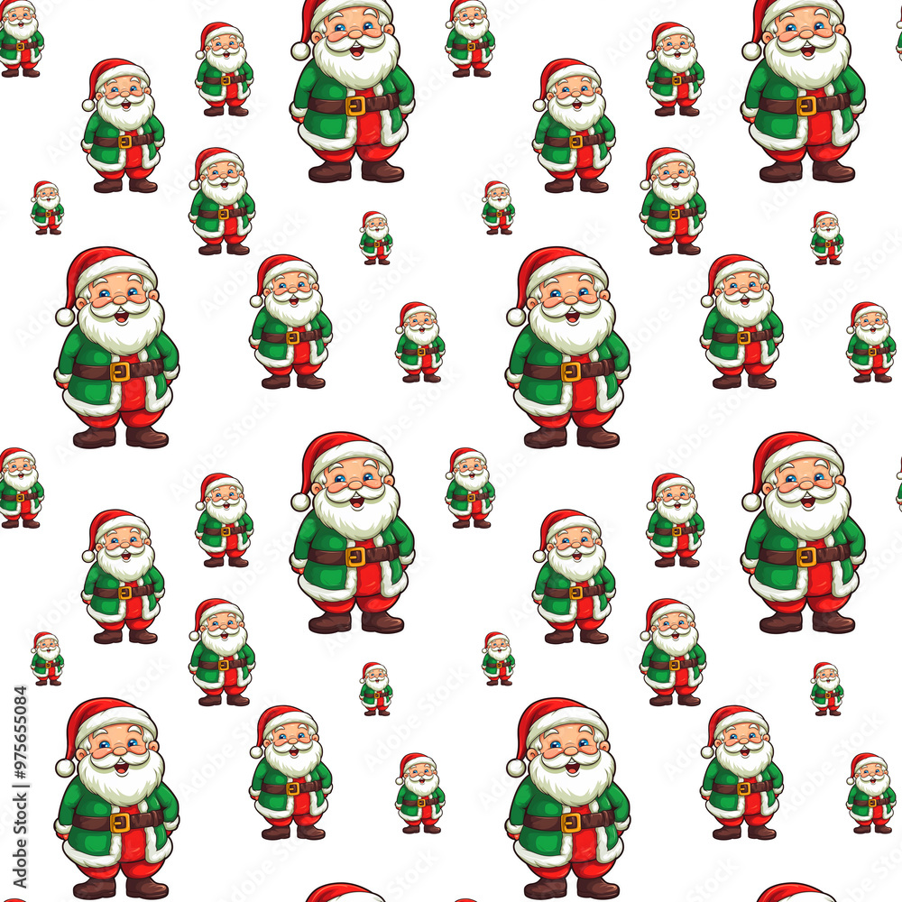 Seamless repeating pattern Christmas wallpaper with Santa Claus, wrapping paper design Seamless repeating pattern Christmas wallpaper with Santa Claus, wrapping paper design