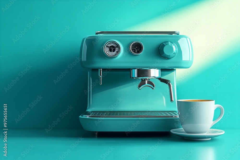 Modern coffee machine brewing fresh cup of espresso on clean background for cafe promotion new beautiful stock image illustration AI Modern coffee machine brewing fresh cup of espresso on clean background for cafe promotion new beautiful stock image illustration AI