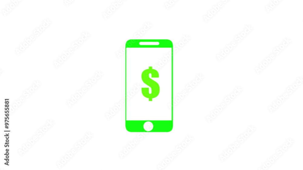Smartphone with dollar sign animation. Smartphone with dollar sign animation.