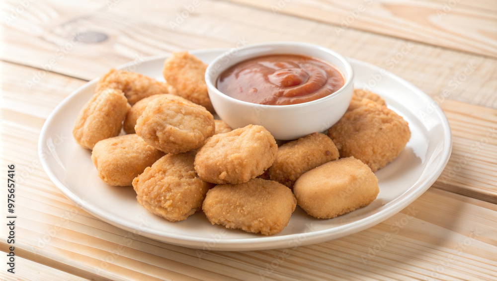 Nuggets, delicious fast food, with sauce, Nuggets, delicious fast food, with sauce,
