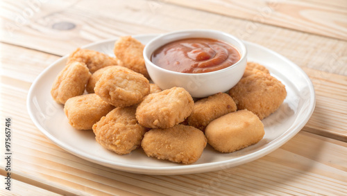 Nuggets, delicious fast food, with sauce,