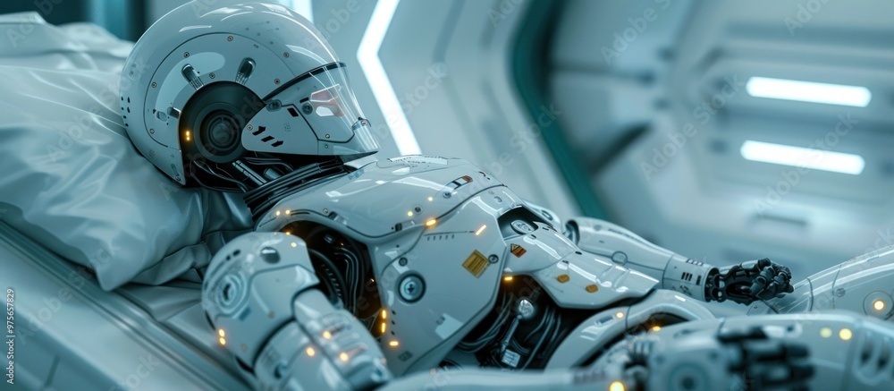 Closeup view of an astronaut exploring the advanced futuristic interior of a spacecraft cockpit surrounded by high tech digital displays control panels and cutting edge technology for navigation Closeup view of an astronaut exploring the advanced futuristic interior of a spacecraft cockpit surrounded by high tech digital displays control panels and cutting edge technology for navigation