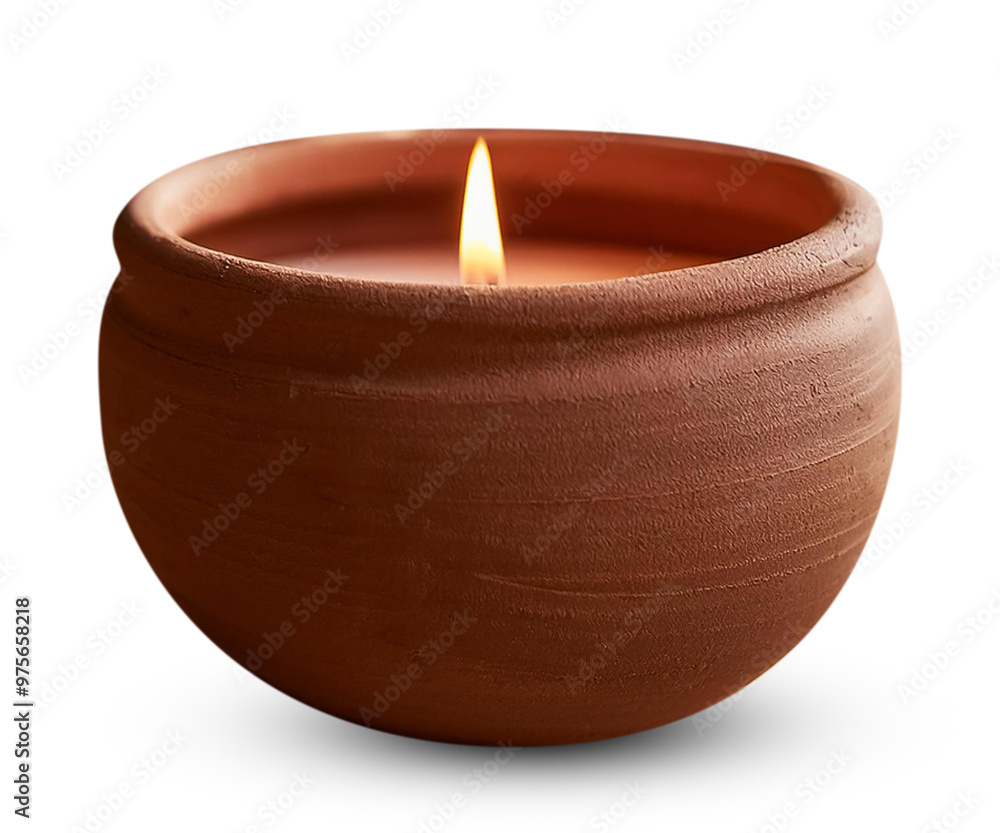 Close-Up of a Clay Candleholder with Rustic Finish and Handcrafted Design Close-Up of a Clay Candleholder with Rustic Finish and Handcrafted Design