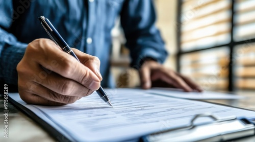 Financial advisor guiding a client through home loan documents and a checklist, emphasizing key steps for purchasing a new property with expert advice and support