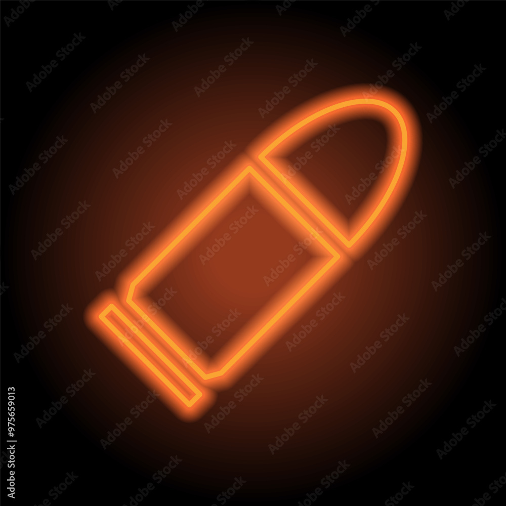 Bullet simple icon vector. Flat design. Orange neon on black background Bullet simple icon vector. Flat design. Orange neon on black background