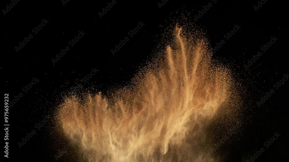 Super Slow Motion Shot of Makeup Powder Explosion Isolated on Black Background at 1000fps.