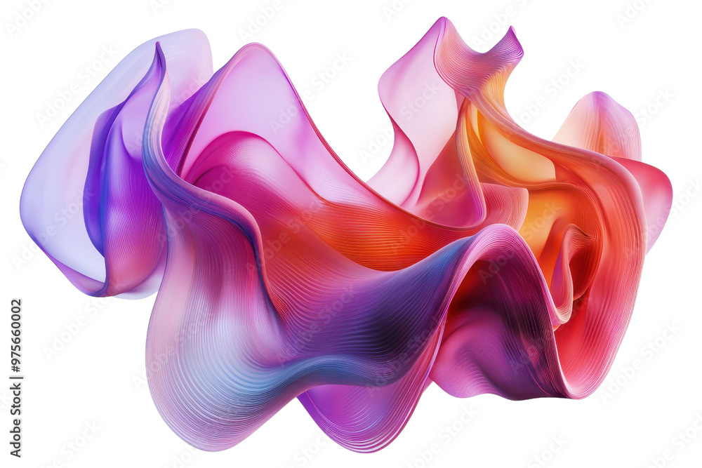 Naklejka premium Abstract colorful wave with vibrant hues, blending smoothly to create a dynamic flowing shape. Ideal for modern art and digital design concepts.