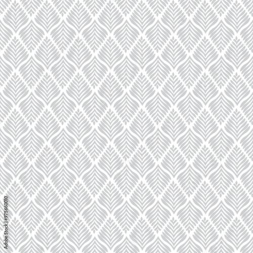 Grey Fern Leaf Seamless Vector Repeat Pattern