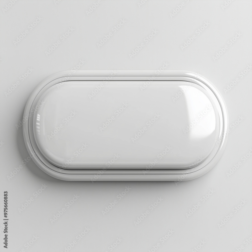 A long button on e-commerce, top view, 3D,C4D style, white background, highlights. A long button on e-commerce, top view, 3D,C4D style, white background, highlights.