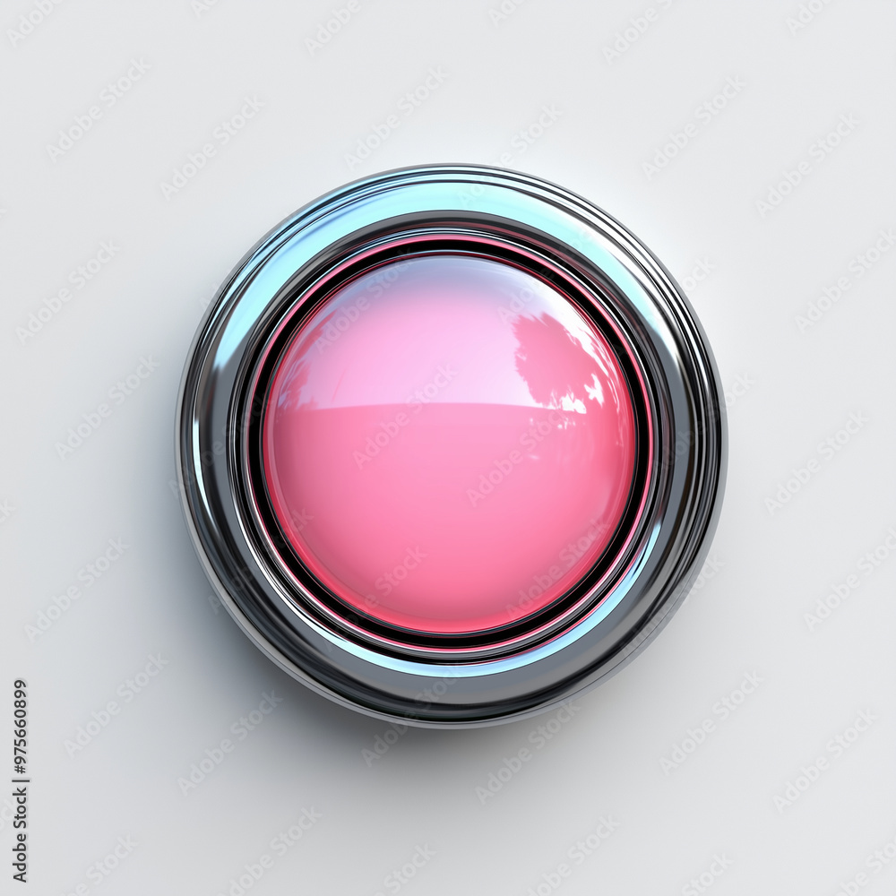A long button on e-commerce, top view, 3D,C4D style, white background, highlights. A long button on e-commerce, top view, 3D,C4D style, white background, highlights.