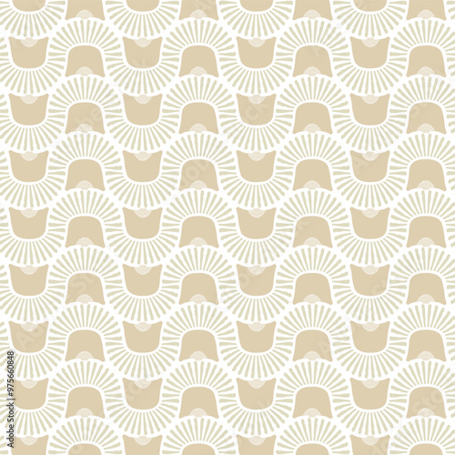 Art Deco Brown Tan Scales Seamless Vector Repeat Pattern