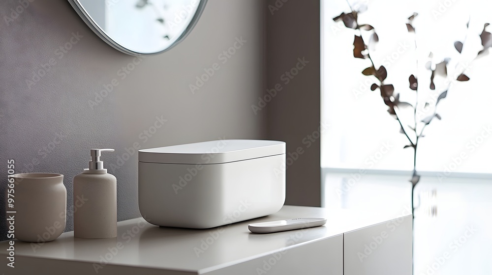 Fototapeta premium 187. A minimalist white storage box with a sleek design