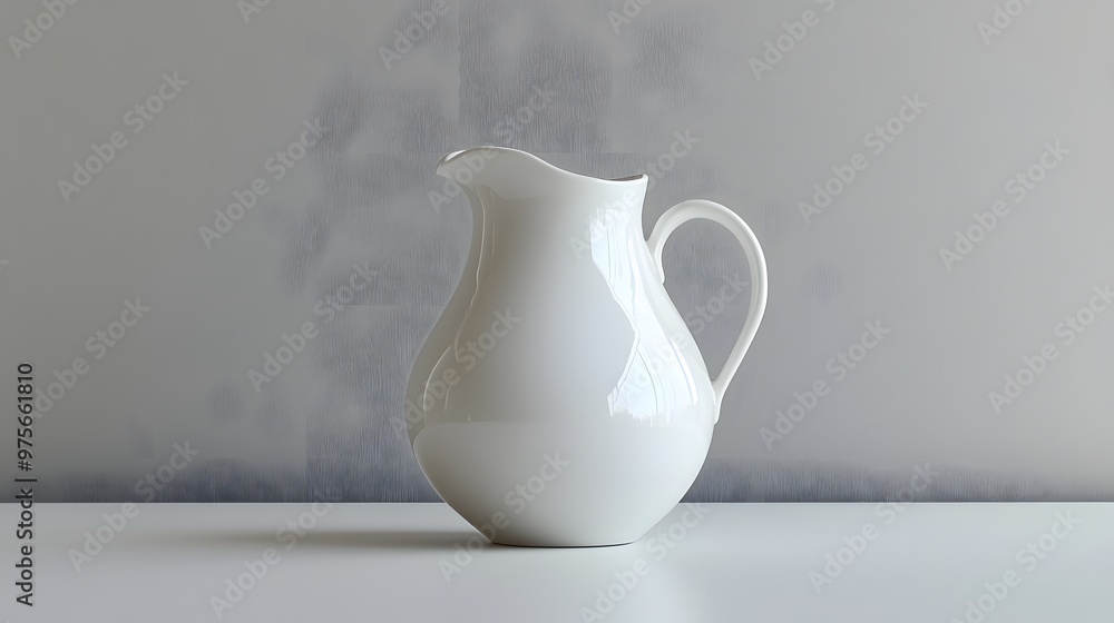 190. A pristine white ceramic pitcher with a clean shape 190. A pristine white ceramic pitcher with a clean shape