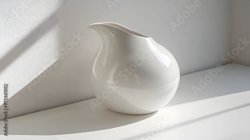 190. A pristine white ceramic pitcher with a clean shape photo