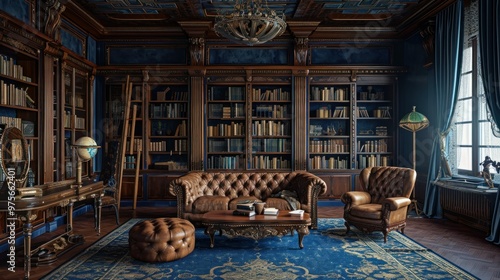 Wallpaper Mural A charming library filled with numerous bookshelves and cozy chairs Torontodigital.ca