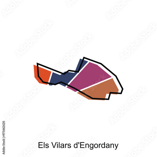 Vector Map of Els Vilars d'Engordany. Borders for your infographic. Vector illustration design template photo