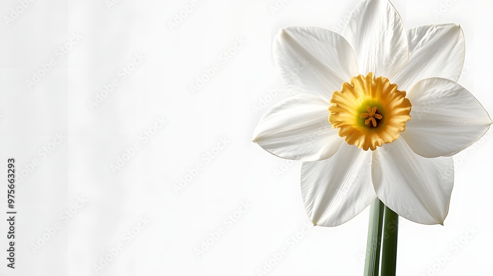 Obraz premium 195. A single white daffodil with clean petals