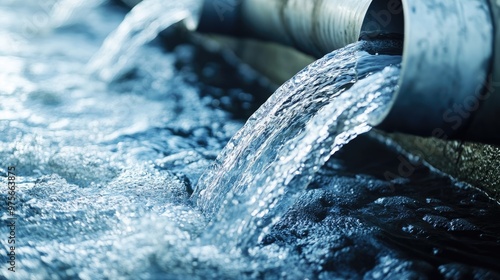 A close-up of wastewater flowing through a pipe.