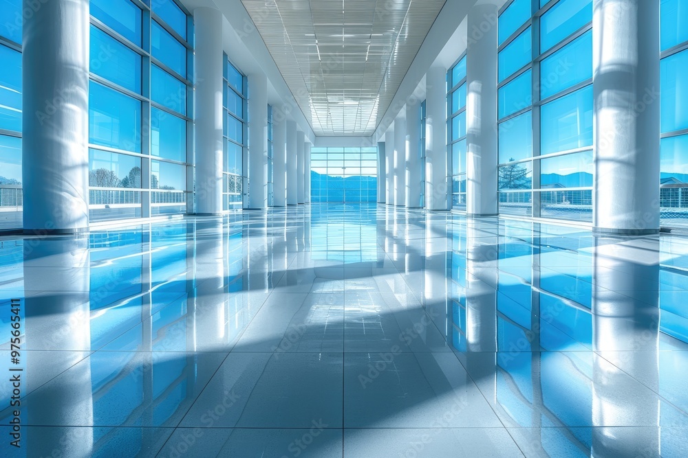 Reflections of a Modern Building's Glass Windows and Columns Reflections of a Modern Building's Glass Windows and Columns