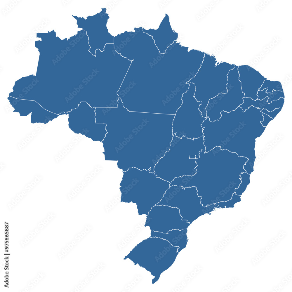 Editable vector outline map of Brazil divided into federative units Editable vector outline map of Brazil divided into federative units