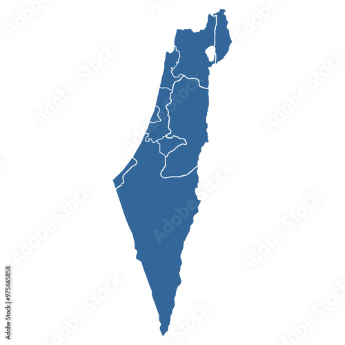 Editable vector outline map of Israel divided into districts