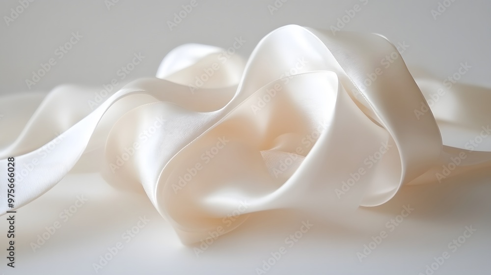 180. A delicate white silk ribbon with a subtle sheen 180. A delicate white silk ribbon with a subtle sheen