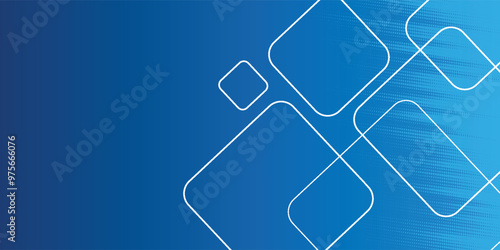 Minimal geometric background. Dynamic blue shapes composition with white lines. Abstract background modern hipster futuristic graphic.