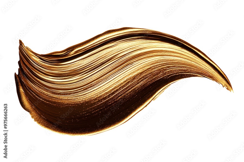 A brush stroke of gold paint on a white background A brush stroke of gold paint on a white background